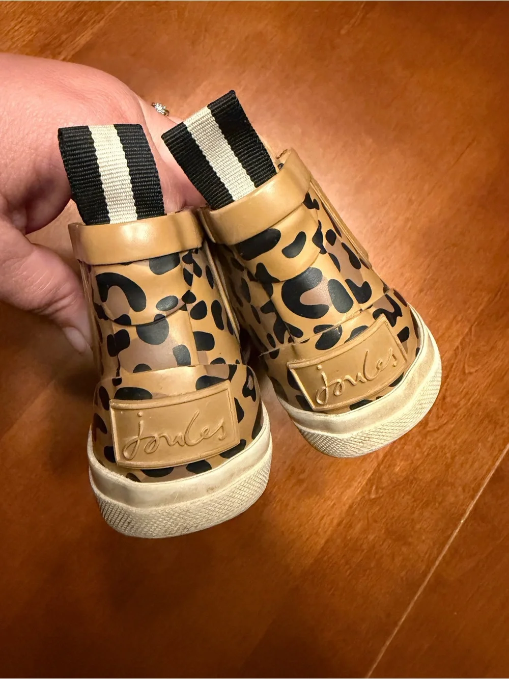 Joules Kids Leopard Chelsea Rain Boots - Tan and Black